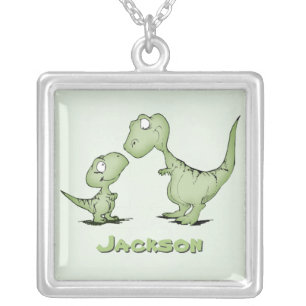 Dinosaurs Personalized Silver Plated Necklace