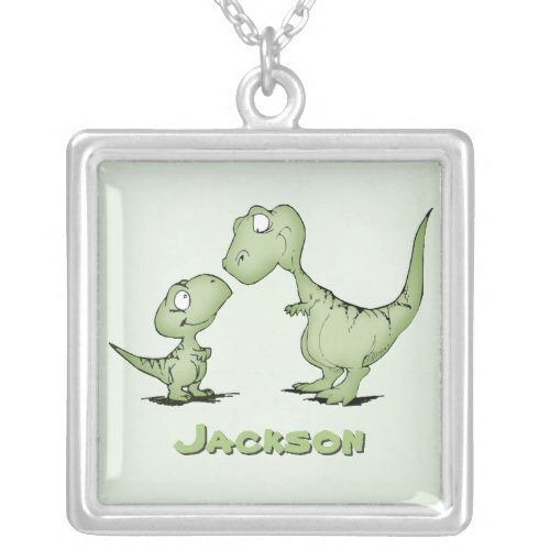 Dinosaurs Personalized Silver Plated Necklace