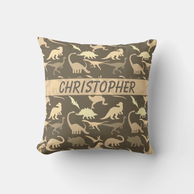 Dinosaurs Personalized Throw Pillow (Front)