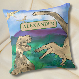 dinosaurs personalized throw pillow