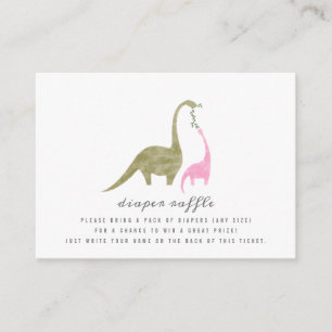 Dinosaurs Pink Baby Shower Diaper Raffle Enclosure Card