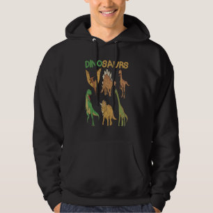 Dinosaurs Retro Graphics Kids Dino Identification Hoodie