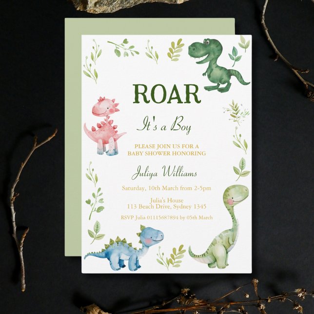 Dinosaurs Roar  baby shower Invitation (Creator Uploaded)
