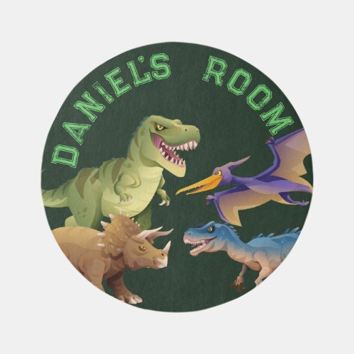 Dinosaurs Roar Green Rug