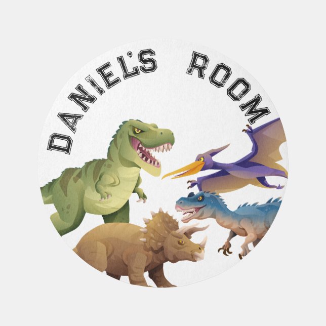Dinosaurs Roar White Rug (Front)