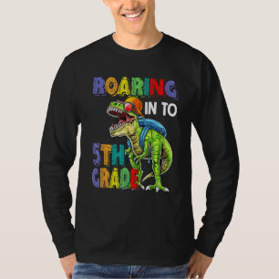 Dinosaurs Roaring Into 5th Grade Back To School T-Shirt
