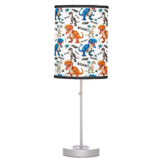 Dinosaurs Roaring Pattern Boys Bedroom Table Lamp