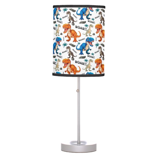 Dinosaurs Roaring Pattern Boys Bedroom Table Lamp (Front)