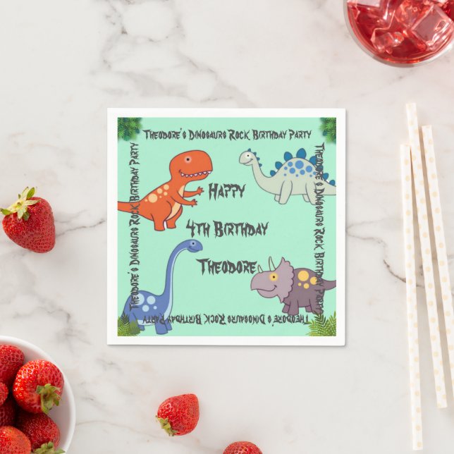 Dinosaurs Rock Birthday Party Napkins (Insitu)