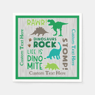 Dinosaurs Rock Subway Artwork Personalized Napkins
