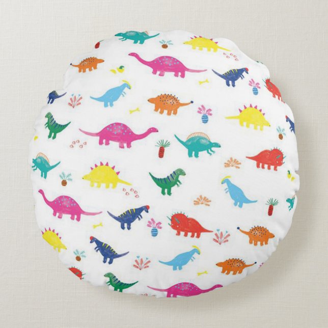 Dinosaurs Round Pillow (Front)