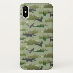 Dinosaurs Running Camo Pattern iPhone X Case