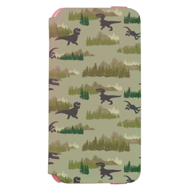 Dinosaurs Running Camo Pattern Incipio iPhone Wallet Case (Folio Front)