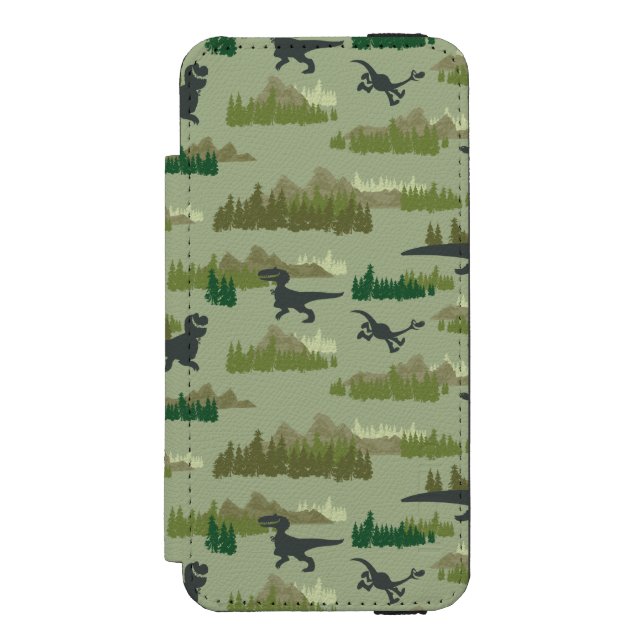 Dinosaurs Running Camo Pattern Incipio iPhone Wallet Case (Folio Front)