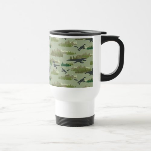 Dinosaurs Running Camo Pattern Travel Mug