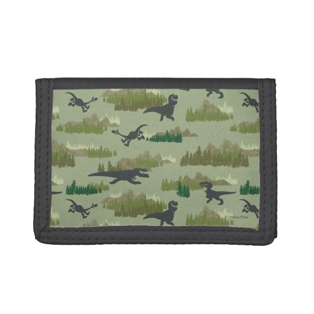 Dinosaurs Running Camo Pattern Tri-fold Wallet (Front)