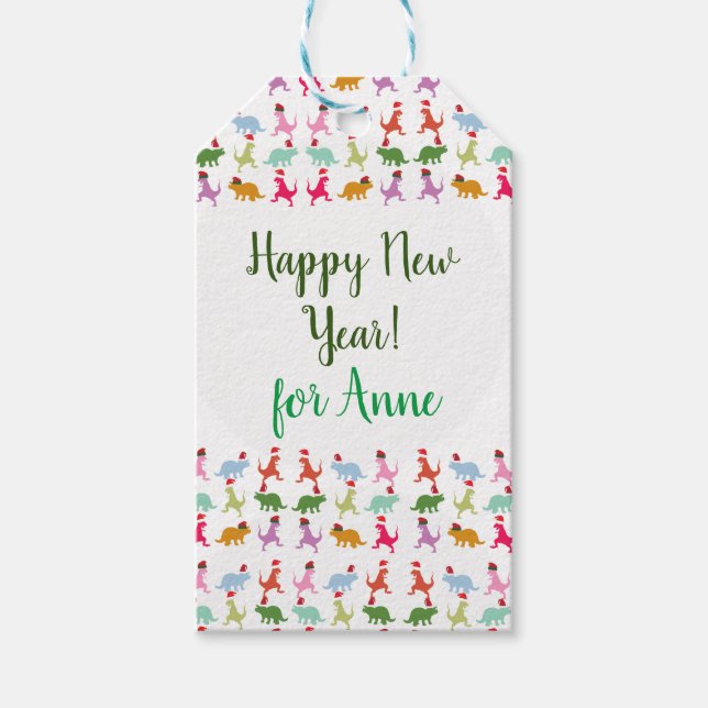 Dinosaurs Santa Mood Gift Tags (Front)