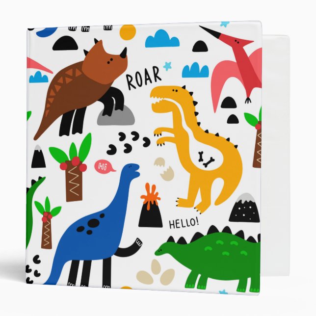 Dinosaurs seamless pattern  3 ring binder (Front/Inside)