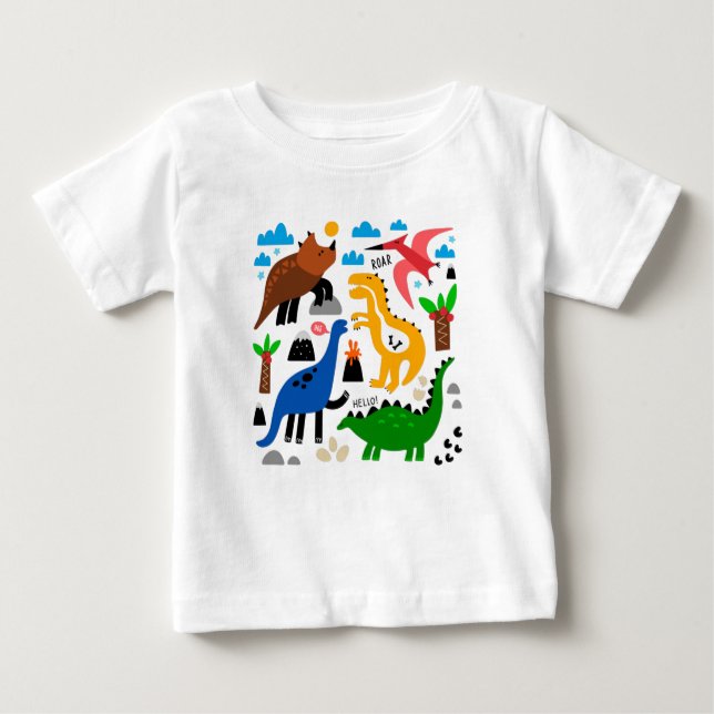 Dinosaurs seamless pattern baby T-Shirt (Front)