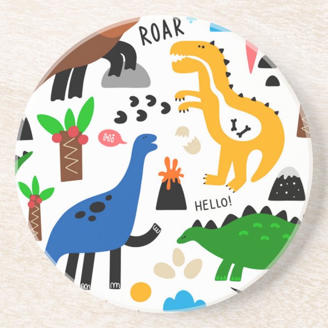 Dinosaurs seamless pattern coaster (Front)