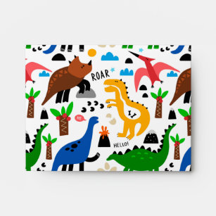 Dinosaurs seamless pattern envelope