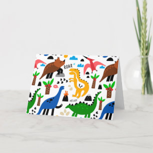 Dinosaurs seamless pattern holiday card