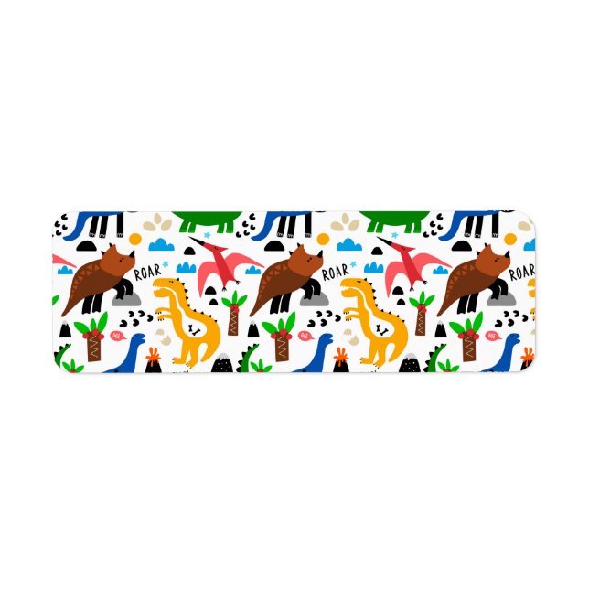 Dinosaurs seamless pattern label (Front)