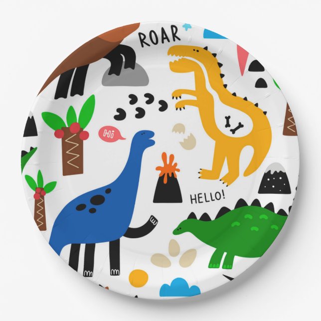 Dinosaurs seamless pattern  paper plates (Front)