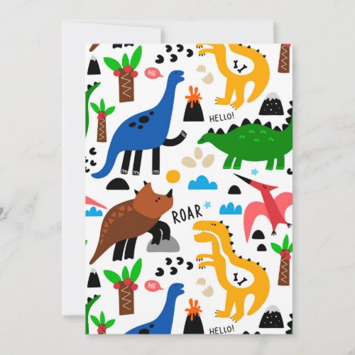 Dinosaurs seamless pattern save the date
