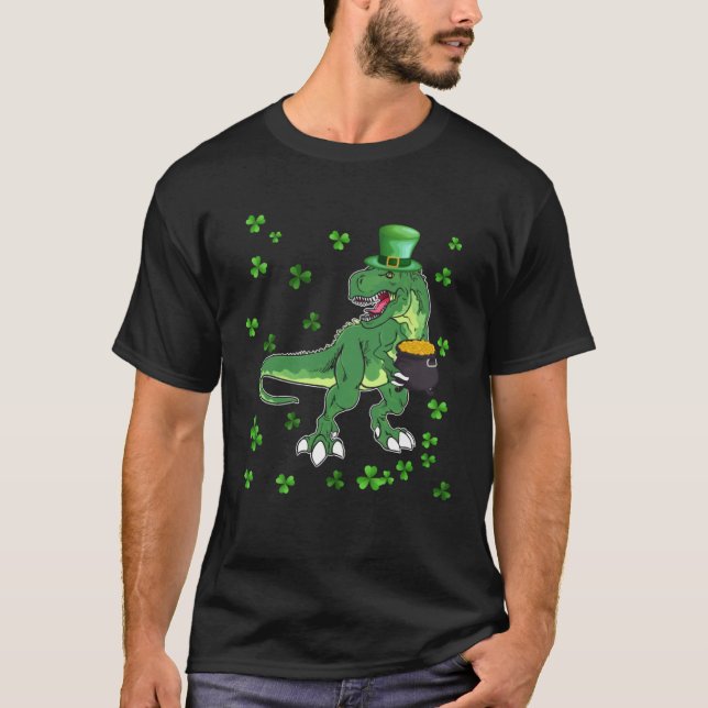 Dinosaurs  Shamrock Irish Lucky St Patricks Day C T-Shirt (Front)