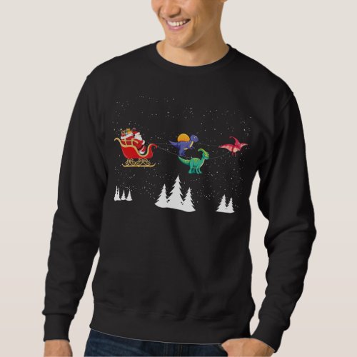 Dinosaurs Sleigh Christmas Santa Sweatshirt