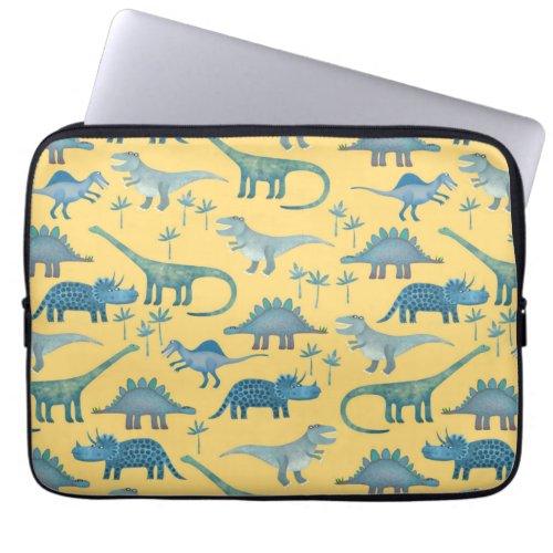 Dinosaurs Sunshine Yellow Laptop Sleeve