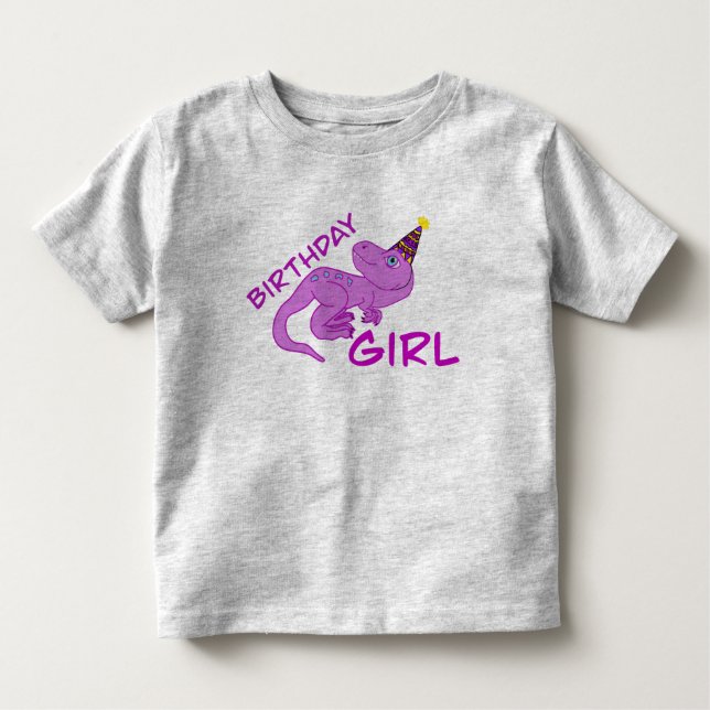 Dinosaurs t-Rex birthday girl toddler shirt (Front)
