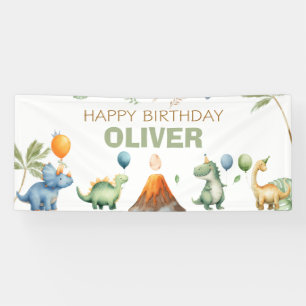 Dinosaurs T-Rex Boy Happy Birthday Banner