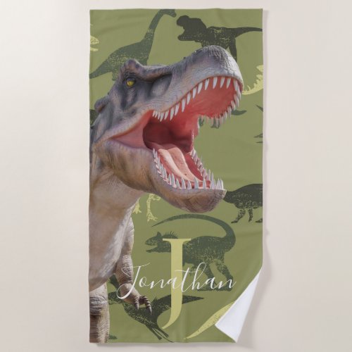 Dinosaurs T Rex Gold Pattern Jurassic World Beach Towel