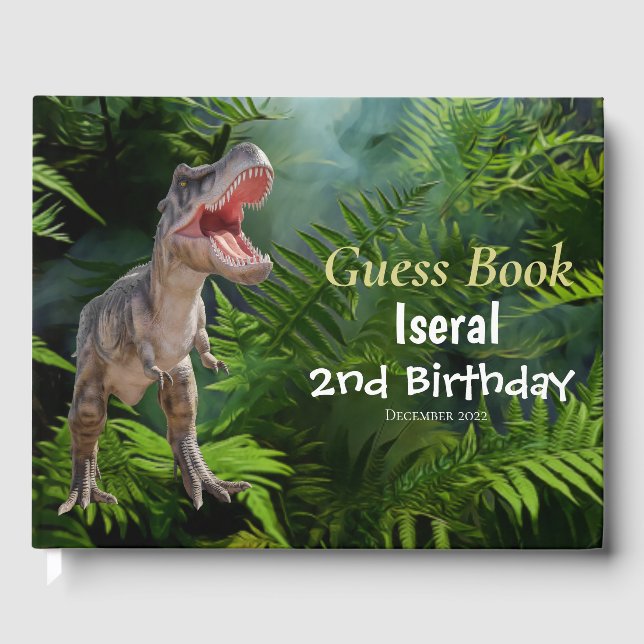 Dinosaurs T Rex  jungle Jurassic World Guest Book (Front)