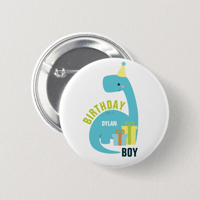 Dinosaurs Themed "Birthday Boy" Custom Button (Front & Back)