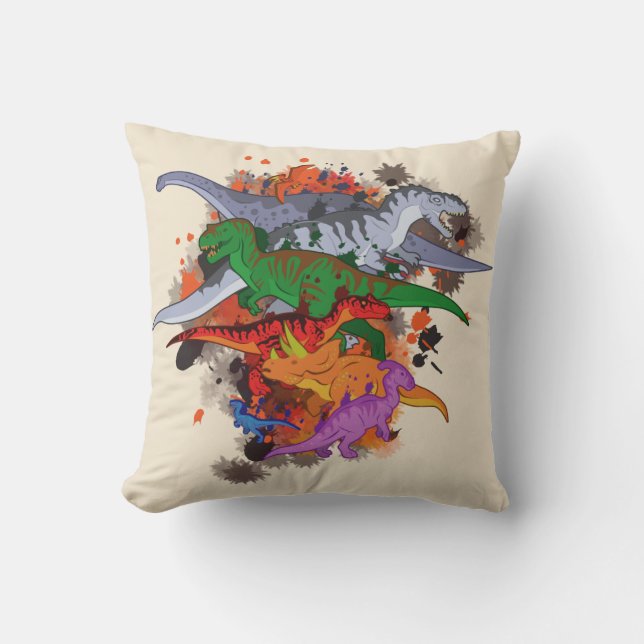 Dinosaurs Throw Pillow (Front)