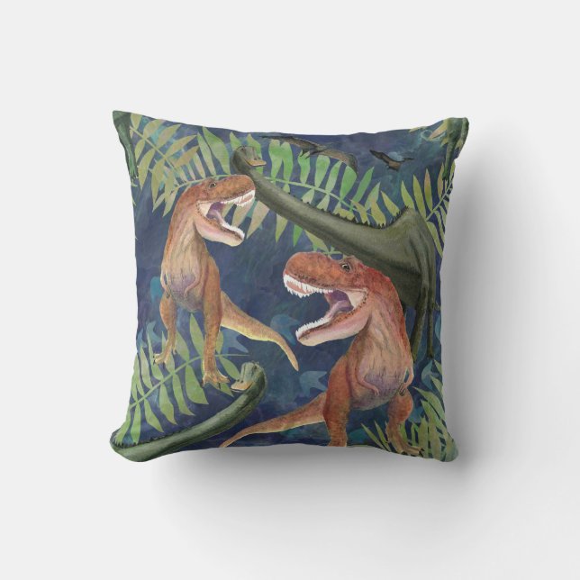 Dinosaurs Throw Pillow (Front)