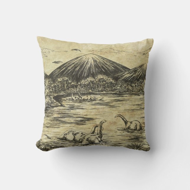 Dinosaurs Throw Pillow (Front)
