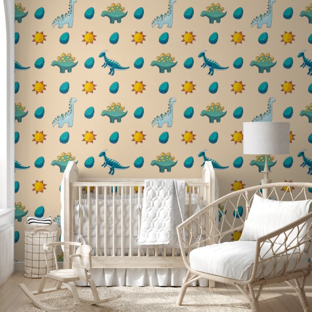 Dinosaurs under the warm setting sun wallpaper  (Kids)