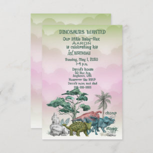 Dinosaurs Wanted Baby's First Birthday Invitation