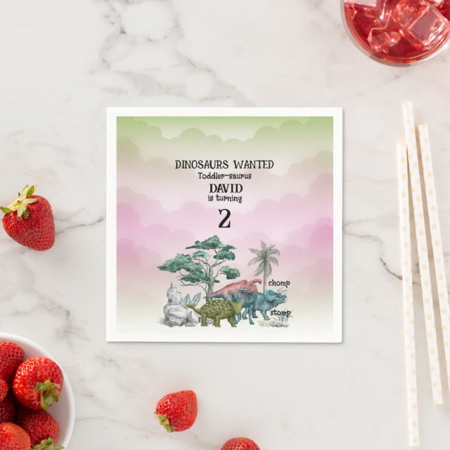 Dinosaurs Wanted Toddler 2nd. Birthday  Napkins (Insitu)