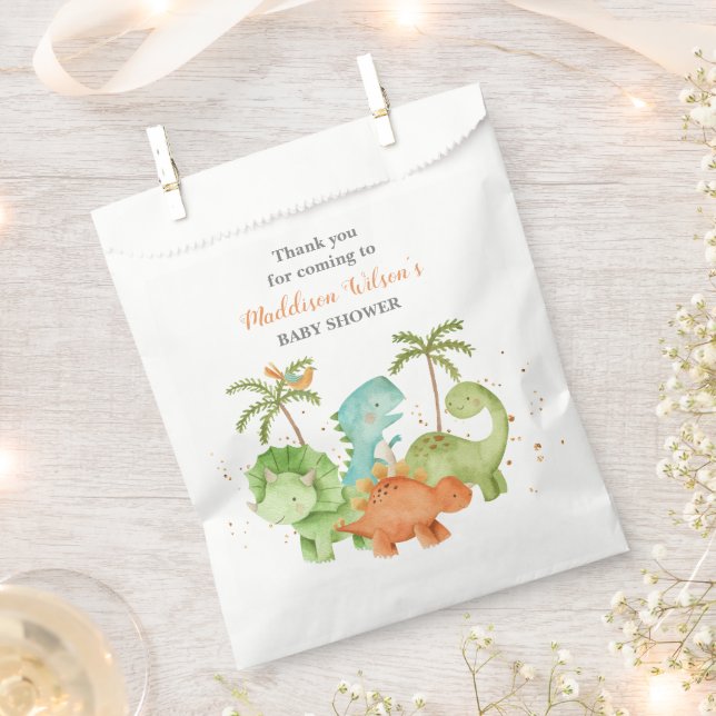 Dinosaurs Wild Baby Shower Favor Bag (Clipped)