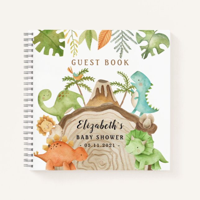 Dinosaurs Wild Baby Shower Guest Book (Front)