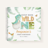 Dinosaurs Wild One 1st Birthday Guest Book