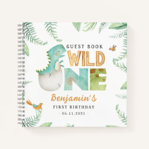 Dinosaurs Wild One 1st Birthday Guest Book