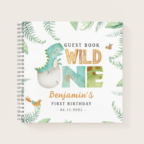 Dinosaurs Wild One 1st Birthday Guest Book