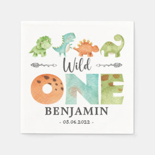 Dinosaurs Wild One 1st Birthday jurassic Napkins