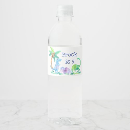 Dinosaurs with custom text water bottle label